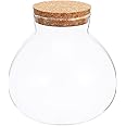Happyyami Clear Round Glass Jar with Cork DIY Terrarium Kit for Fern and Fittonia Create Your Indoor Garden Centerpiece 15cm