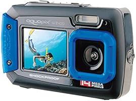 Aquapix W1400 Active Iceblue Unterwasser-Digitalkamera (14 Megapixel, 6,8 cm (2,7 Zoll) Dual-Display, 4-fach Zoom, wasserdicht bis 3m)