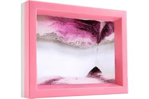 FUNJIA Moving Sand Art Picture, 3D Deep Sea Sandscape in Motion Display, Flowing Sand Art Decor for Sensory Calming Fidget, Desktop Home Office Work Decor (Pink)