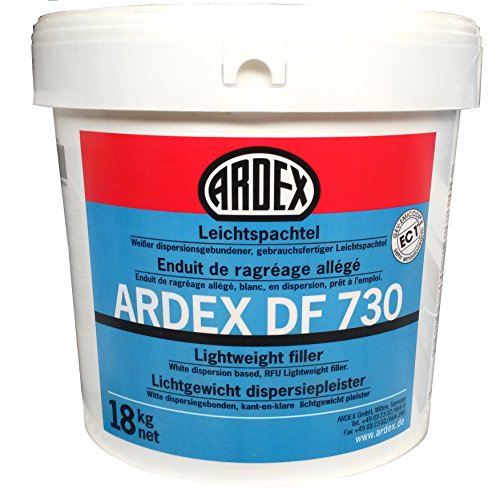 Preisvergleich Produktbild ARDEX DF730 Leichtspachtel 18kg, Gebrauchsfertiger, weißer dispersionsgebundener Spachtel. Zum Spachteln und Glätten von Wand- und Deckenflächen im Innenbereich. Hervorragende Haftung ohne Voranstrich auf vielen üblichen Untergründen.