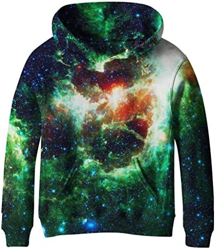 COIKNAVS Teen Girls Boys Galaxy Fleece Sweatshirts Pockets Pullover Hoodies NO6 XL