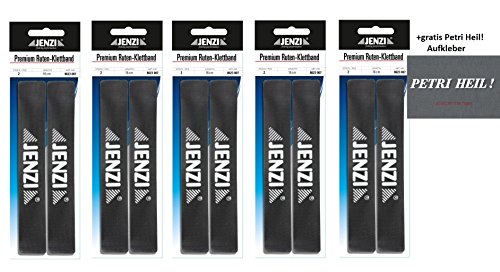 10 Stück Jenzi Premium Rutenklettband - 2 x 16 cm + gratis Petri Heil! Aufkleber
