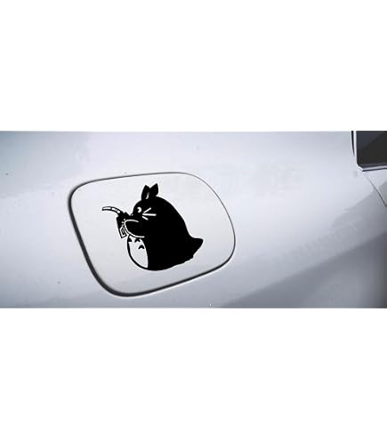 Autocollant Réservoir Voiture Simon's Cat - Design Mignon Chat Noir Et Blanc - Taille 12.8x23.2 Cm - 2 Pièces - Résistant Aux Intempéries - 7