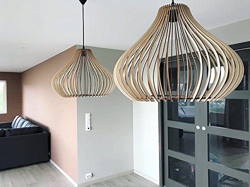 Holz Modern Deckenleuchte Lampe/Classic EKO Holz Anhänger Licht/Laser geschnitten Innen-Lampenschirm/Home Dekorative Lampe/Küche, Wohnzimmer, Arbeitszimmer, Büro, Esszimmer, Schlafzimmer Kronleuchter/… - 6