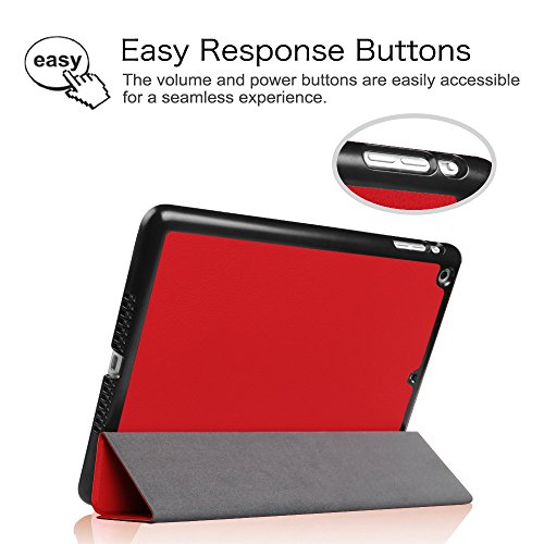 Fintie iPad Air Hülle Case – Ultra Slim Superleicht Schutzhülle Smart Shell Cover Tasche Etui mit Auto Schlaf / Wach und Standfunktion für Apple iPad Air, Rot - 5