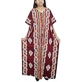 Indiatrendzs Women Long Kaftan Nighty Cotton Purple Stylish Caftan Free Size
