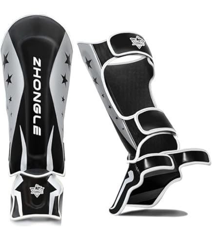 JOYA Schienbeinschoner Kickboxen Drache Weiß Größe S - Kampfsport Schutz Mit Klettverschluss