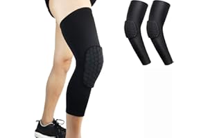 Topcloud Hex Genouillères Protège-Tibias Jambe Genou Protecteur à Manches Longues, Volley-Ball, Basket-Ball, Football, Tous Les Sports de Contact, Paire de Tailles pour Jeunes Adultes (2 Manches)