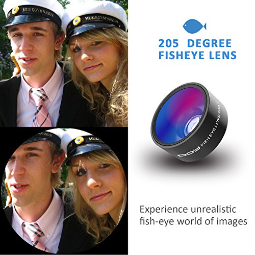 Fisheye-Lens-DOY-4-in-1-Clip-On-Lens-Kits-205-Degree-Fisheye-Lens-032X-Wide-Angle-Lens-225X-Macro-Lens-for-iPhone-766s-Plus5SE-LG-HTC-Huawei-Samsung-and-Most-Smartphones-Black