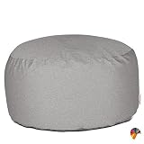 Arketicom Soft Chill Sitzsack Fußhocker Zylinder und Sitz abnehmbar aus Mischgewebe Baumwolle und gepolsterte in Perle von Polystyrol mit herausnehmbarem Innenfutter für die Reinigung Farbe Creme Größe 42 x 42 cm (Puf Puff)