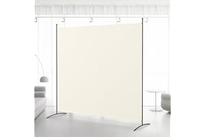 Kokorona 1 Panel Room Divider, 6FT Tall Folding Privacy Screen Wall Dividers, Portable Single Panel Temporary Privacy Wall Freestanding Room Divider for Room Separation, Beige, W 180 x H 180 cm