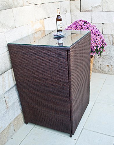 PolyRattan Kissenbox DEUTSCHE MARKE — EIGNENE PRODUKTION 7 Jahre GARANTIE Garten Möbel incl. Glasplatte für 20 Sitzkissen Ragnarök-Möbeldesign (braun) Gartenmöbel Gartentisch Aluminium Rattan Beistelltisch, Stehttisch - 2