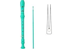 Eastrock Flûte à bec Instrument de style allemand Soprano Flûte à bec 10 pièces pour débutants avec tige de nettoyage, tableau des doigts, sac d'emballage, repose-pouce, Vert