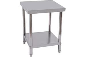 BJTDLLX Arbeitstisch Küchentisch Edelstahltisch Arbeitstisch Zubereitungstisch Outdoor Edelstahl Zerlegetisch Arbeitsplatte mit Unterregal für Küche, Bar, Restaurant, Belastbarkeit 400kg (60x60x80cm)