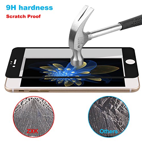 ZXK 2 Stücke iPhone 6 /6S Panzerglas Displayschutzfolie 9H Hartglas Tempered Glass 3D Full Screen ultra-dünn Schutzfolie 100% durchsichtiger Panzerglas Screen Protector 3D- Schwarz und Schwarz - 4