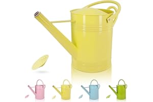 ‎LONGRUN LONGRUN 6,5L Gießkanne mit Rosensprinkler, verzinktes Eisen, Gelb, für Garten- und Pflanzenbewässerung im Innen- und Außenbereich