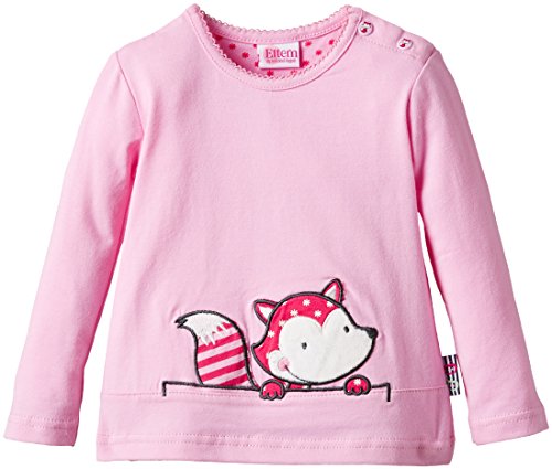 Eltern by Salt & Pepper Baby Girls E Longsleeve Fresh Fox uni Plain Crew Neck Long Sleeve Long Sleeve Top, Pink (bright Rose 811), 6-9 Months (Manufacturer size: 74)