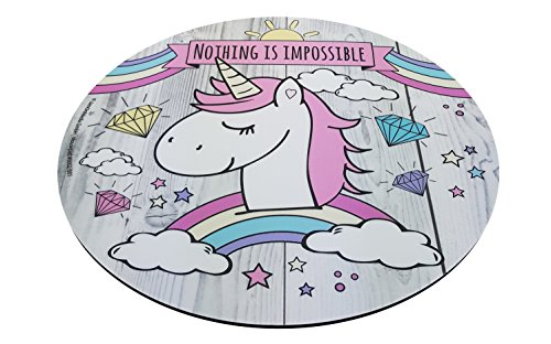 Süßes Einhorn Mousepad UNICORN rund 22cm, Qualitäts Mauspad aus strapazierfähigem Kunststoff mit rutschfester Unterseite aus Zellkautschuk – passend für alle gängigen Mouse-Typen - 2