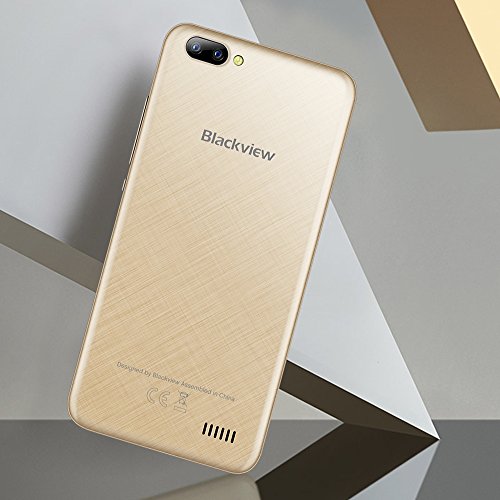 GÃ¼nstiges Smartphone, Blackview A7 Smartphone Ohne Vertrag Android 7.0 Nougat OS 5 Zoll HD Touch Display mit 2 hinteren Kameras ( 5 MP + 0.3 MP ), 3G Dual SIM 8 GB ROM + 1 GB RAM, Quad-Core Prozessor Mobiles Telefon-Gold