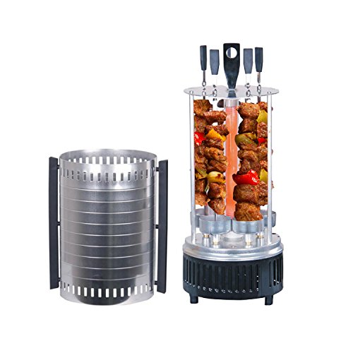 Elektrischer Tisch-Grill für Schaschlik und Gyros, Dreh-Grill 1000 Watt mit Schutzgitter inklusive 5 Spieße, vertikaler Kebab-Grill - 4