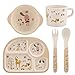 Produktbild Fdit 5 Stücke Kinder Cartoon Geschirr Set, umweltfreundliche Bambusfaser Schüssel Teller Tasse Gabel Löffel Mahlzeit Set abbaubar Drop Resistance für Infant Kleinkind Baby Jungen und Mädchen(#2)