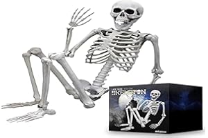 mikamax – Scheletro a grandezza Naturale 1,70 M – Design Realistico – Idee di Decorazione di Halloween – Cimitero Ossa infestate – Dimensioni 170 x 45 cm