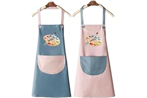 PEIQICHU 2 Pieces Children's Painting Aprons Kids Toddler Waterproof Bib Adjustable Aprons with Pockets Chef Cooking Baking Painting Outfit for Boys and Girls Wear