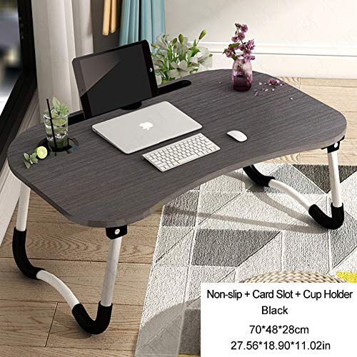 Preisvergleich Produktbild Student Laptop-Tisch Zusammenfaltbar Und Einfach Zu Verstauen Tragbares Tablett Faltbarer Snack-Tisch Sofa, Bett, Terrasse, Balkon, Garten,Black,3