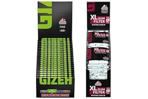 ‎GIZEH Set Gizeh Black Fine Magnet Zigarettenpapier (20x100) + XL Slim Filter Ø 6mm extra Lang (20x100) Slimfilter