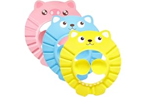 Bonnet de Douche Bébé, ZoneYan 3Pcs Chapeau Douche Bébé, Réglable Visière Bonnets de Bain, Shampoing Chapeau Protégez, Visière Bain Bébé, Protégez les Yeux et Oreilles des Enfants