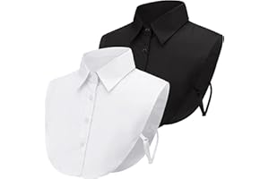 PHOGARY 2 Stücke Frauen Kragen Krageneinsatz Damen, Fake Collar Detachable Collar Abnehmbare Hälfte Shirt Bluse Blusenkragen Einsatz für Damen, Weiß+Schwarz, Eine Größe Passt Am Meisten