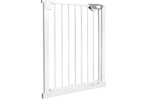 XMTECH Türschutzgitter Ohne Bohren Treppengitter für Kinder 75-85cm breit，Auto-Close Baby Türgitter Treppen Absperrgitter mit Druckbefestigung,Safety Gate，180° Zweiwegeöffnung Weiß