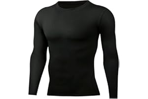 T-Shirts de Sport Homme, Fitness Baselayer Manches Longues Séchage Rapide Maillot Basket-Ball Football Jersey Gym Shirt