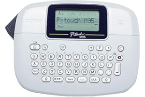 Brother PT-M95 Label Maker, P-Touch Label Printer, Handheld, QWERTY Keyboard, Up to 12mm Labels, Includes 12mm Black on White Tape Cassette