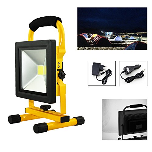 Preisvergleich Produktbild HG® 20W Kaltweiß LED Akku Fluter Arbeitsleuchte Baustrahler Handlampe Campinglampe Wiederaufladbare Außenstrahler