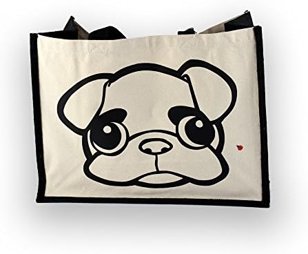 Pug Me Jute/Cotton Shopping Bag Black