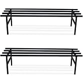 BonKaso Heavy Duty Rectangle Plant Stand: 76x24x18 cm, Black - Set of 2, Modern Design for Indoor & Outdoor Use, Sturdy, Anti