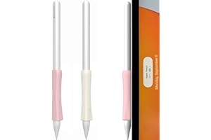 SIXFU Grip Designed for Apple Pencil Pro/ 2nd Generation/USB-C Support Magnetic Charging, 2 PCS Cover Accessories Compatible with iPad iPencil Stylus Pen(Pink,Offwhite)