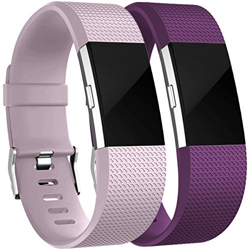 HUMENN Correa para Fitbit Charge 2, Edición Especial Deportes Recambio de Pulseras Ajustable Accesorios para Fitbit Charge 2 Pequeño #2 Lavenda+Ciruela