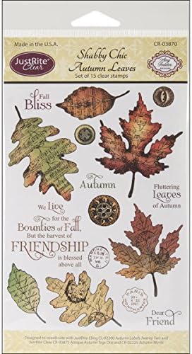 Justrite Papercraft Rubber Paper craft Clear Stamp Set 4-inch x 6-inch, Shabby Chic Autumn Leaves