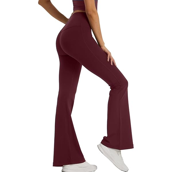 WILLIT Flared Leggings voor dames, yogabroek, hoge taille, slagbroek, bootcut, sportbroek, ondoorzichtig, bootlegging, werkbroek, 77 cm/81 cm, Kaki, XS