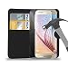 Produktbild Leder Brieftasche Tasche mit gehärtetem Glas Schirm Schutz für alle neuen Samsung Galaxy Models Galaxy S6/S6 Edge/S5/S4/ALPHA/Ace 4/A3/A5/A7/Young 2