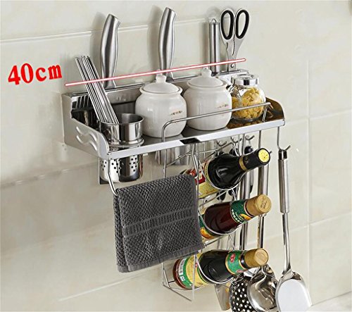 Preisvergleich Produktbild Edelstahl-Küchenregal / Wand-Gewürzregal / Lagerregal / Messerblock / Küchenregal-Organisator (Color : 40CM)