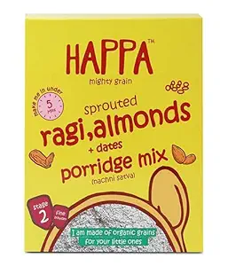 Happa Organic Baby Food Sprouted Ragi, Almonds + Dates Porridge Mix - 200 g
