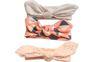 COUXILY Bébé Filles Coton Doux Bandeaux Arc Noeud Bandés Bandeau serre-tête Élastique Solide Et Imprimé Couleur Arc Turban Cerceaux De Cheveux pour Tout-Petits Bébés Enfants Coffret Cadeau (B04)