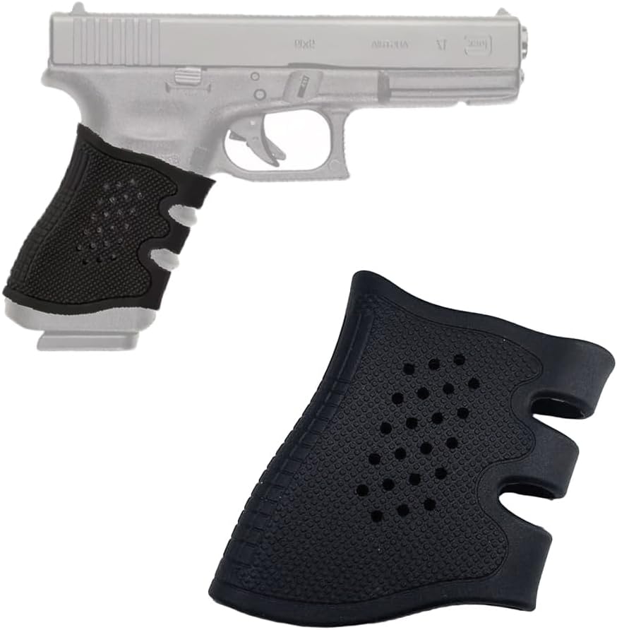 Funda de Empuñadura Ventilada de Goma para Glock 17, 19, 19x, 20, 21, 22, 23, 25, 31, 32, 34, 35, 37, 38, 41, 43x, 44, 45, 48 / AR-15 / Pistolas AK – Accesorio de Goma