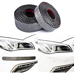 MENGZHEN 1 PC 5D en Fiber De Carbone en Caoutchouc Moulure Protection Body Kit Clip Autocollants Étanche Protection Avant Bumper Spoiler en Fiber De Carbone Avant Bumper Lip Size 5cm x 2.5m