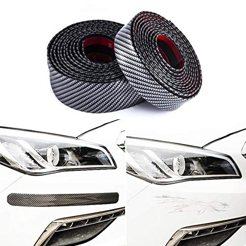 MENGZHEN 1 PC 5D en Fiber De Carbone en Caoutchouc Moulure Protection Body Kit Clip Autocollants Étanche Protection Avant Bumper Spoiler en Fiber De Carbone Avant Bumper Lip Size 5cm x 2.5m
