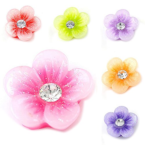 flower nail art - SODIAL(R)1 Bag (60pcs)3D Mix Resin Rhinestone Glitter Flower Slice Nail Art Tips/Decals/Stickers DIY Decorations