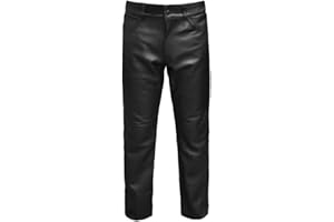 Skintan Herren Motorrad Lederhose Klassische Leder Hosen Bikerjeans - Schwarz
